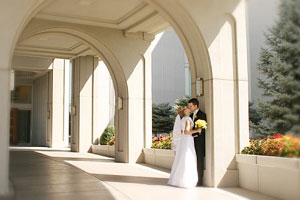 Photo of Traci and Brian on August 20, 2005 at the Mount Timpanogos Temple in American Fork, UT.  Photo courtesy of Brian Brown.