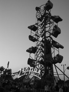 A photo of the famed ride The Zipper.  When I was a kid a was always to scared to ride it.    Photo by Nick Peyton, taken August 26, 2006.