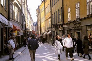 Aspecto da parte mais antiga de Estocolmo, a chamada "Gamla Stan" (Cidade Velha)