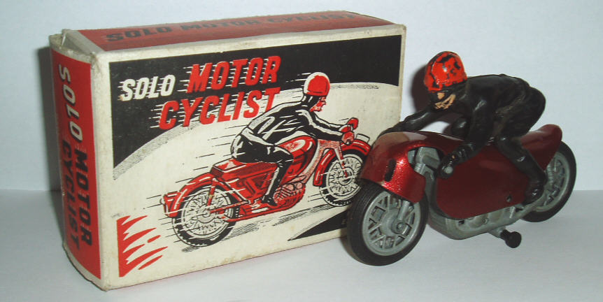Rarity 5. Aircast Motor Cyclist. This must be a previously unrecorded brandname of Guiterman as the model is identical to Budgie 262..