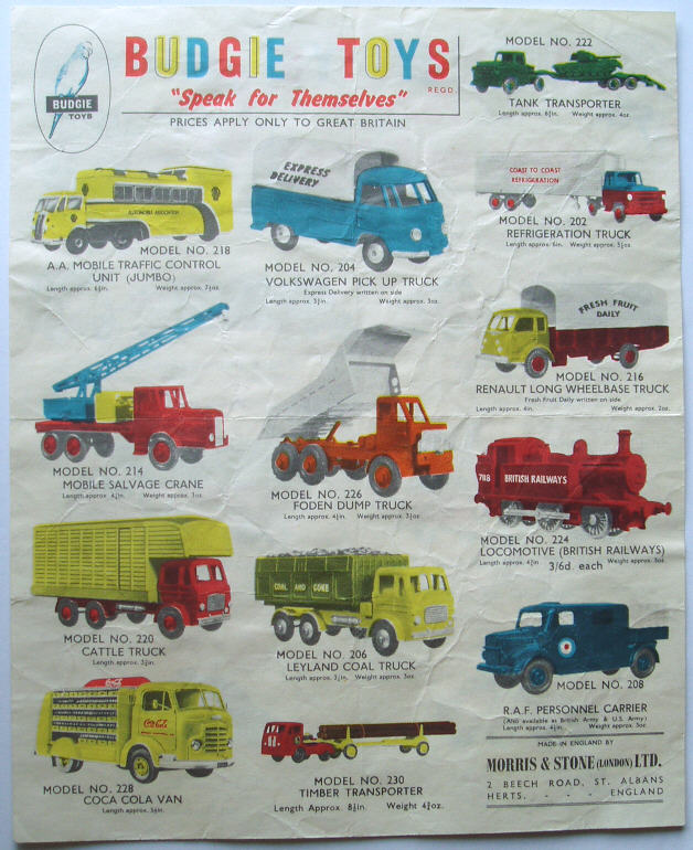 Rarity 3. Budgie 1960 leaflet. Please click on the photo to see the other side.