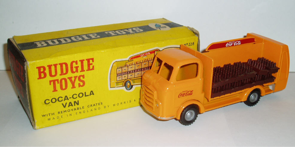 Rarity 3. 228 Karrier Bantam Coca Cola Lorry. 1959-64. It comes with 12 plastic bottle crates. This is the second version with silver hub wheels.
