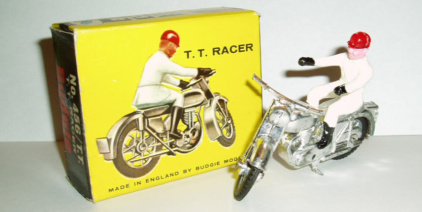 Rarity 2. Budgie TT rider 1964-66. This is the second version of this model with a larger Triumph motorcycle.