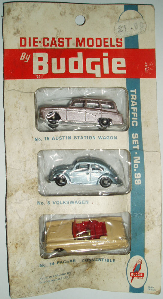 Rarity 4. Triplepack 99. This set includes the very rare 15 Metallic Mauve Countryman and the scarce 14 packard with the gold driver (normally brown)