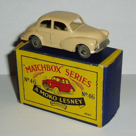 Rarity 5. Moko 46a Tan Morris Minor. This is one of the five rarest models. A small test batch of this coloured model was created, but then rejected. Waste not, want not, Matchbox released the batch for sale anyway! Very few survive today.