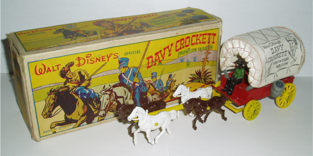 Rarity 5. Morestone Davy Crockett Frontier Wagon. Licenced by Disney. This model from around 1957 is extremely hard to find.