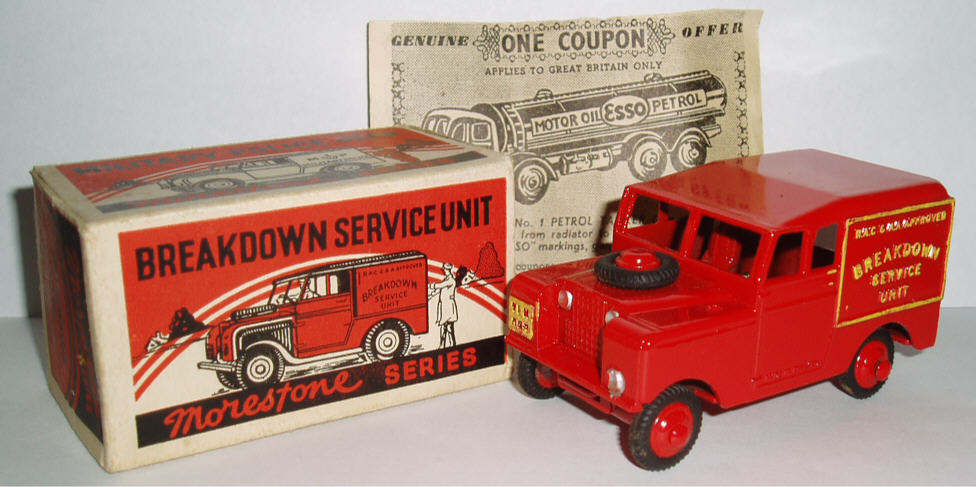 Rarity 5. Morestone Breakdown Landrover 1957. Extremely hard to find mint and boxed.