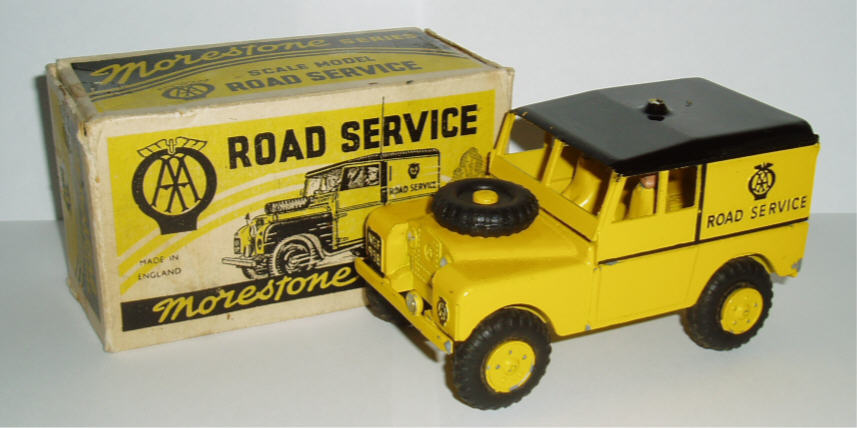 Rarity 4. Morestone AA Land Rover 1955-57. Rare to find large Land Rover. The two passengers have moveable heads!