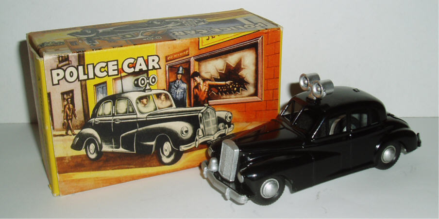 Rarity 4. Morestone Wolseley six eighty Police Car. 1955- 59. Very hard to find with the original box. I believe this is the most attractive box I have seen for any diecast vehicle - a real work of art!
