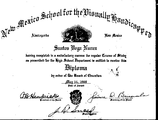 NMSVH - High School Diploma (May 1969)