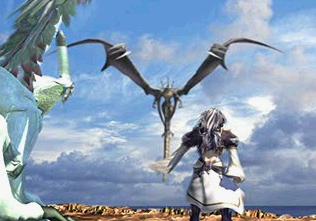 Kuja and his Silver Dragon take on Bahamut!