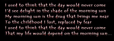 Lyrics courtesy New Order, from the song 'True Faith.' Used without permission. Lyrics (c) New Order.