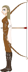 Entered in a costume contest at Monsum.Net, but won nothing.  It's a person dressed up as a bow and arrow. It's kind of messed up because it looks like the person was shot or shot themselves.  If you look closely I tried to put the arrow in front so it didn't appear to look like that.  I had fun designing this doll as well as the many others.  She's like half elf/half bow and arrow!!!  Ha ha!!!