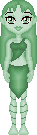 A green nymph.  The design came off the top of my head when I figured out that I could take the outer skin color and get a different color with my right click.  Then taking the eraser and holding the right button down over the color of the left hand button I could fill in the color.  Well if that doesn't make sense, write to me and I'll tell you.  So then I colored in the nymph and designed some clothes.  I kinda like it man, it was fun to make and so simple and easy.