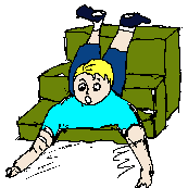 Boy falling down steps