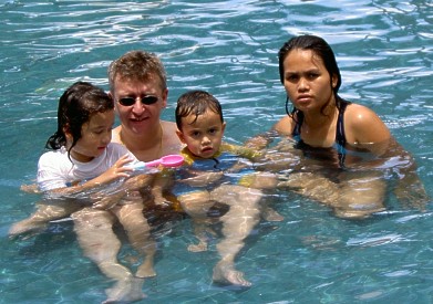 The family in the pool