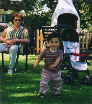 with Grandma in the garden