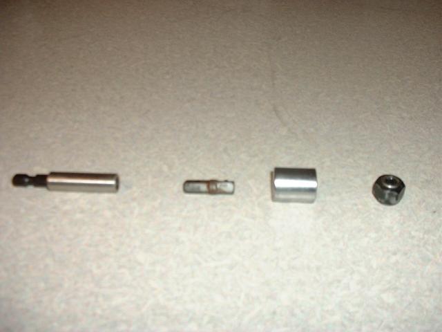bit holder-hex to 1/4 drive socket adapter - socket and bearing from pullstarter