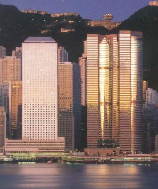 Exchange Square (brown tower on the right) with Jardine House