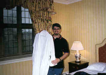 Ben saying goodbye to his robe at Waterford Castle, after finding out it was �70