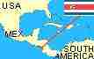 Map of showing location of Costa Rica