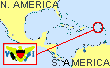 Map showing location of Virgin Islands