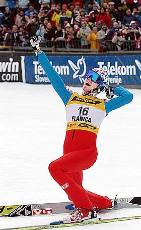 Bj�rn Einar Rom�ren etter 239 mtr i Planica 2005