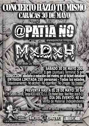 Concierto S�bado 30 de mayo 2009: APATIA-NO + MxDxHx