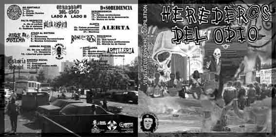 Portada y contraportada de V.A. HEREDER@S DEL ODIO LP Comp.
