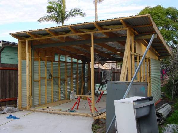 north wall where the roller door will be