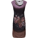 Vestido tubinho de malha roxo sem mangas com decote cascata