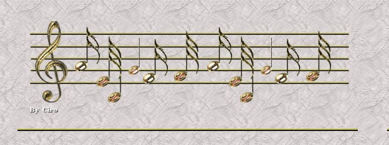 Pauta musical dourada