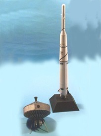 paper model of pioneer 1 satellite with thor launcher