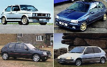 Picture of a Golf GTI, Clio Williams, 205 GTI and a Saxo VTS