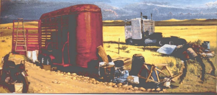 Western Windows III 1998 oil on canvas, 18 x 48,  Aaron Wuerker