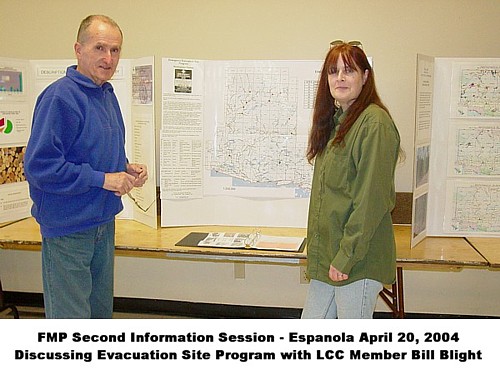 Kathy explains Northshore Emergency Evacuation Sites to local LCC member