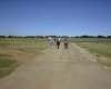 Walking out to the plane with the two instructors giving a final briefing on the jump.