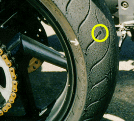 Photo of plugged tire after heavy use