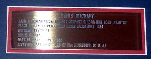 Buckley inscription with Medal of Honor