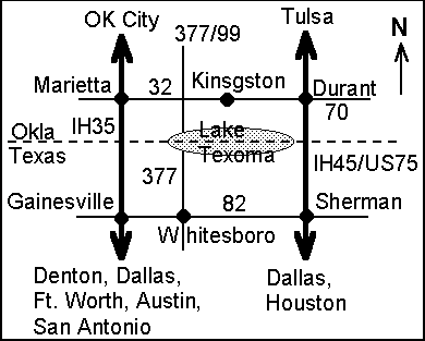 Map to Kinsgston, OK