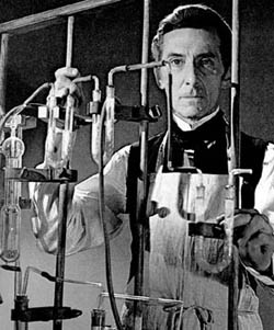 Peter Cushing as Frankenstein