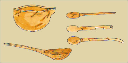 Cuencos y cucharas de madera