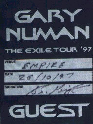 My first Numan backstage pass