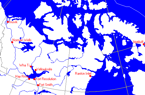 Map of N.W.T. Guiding Communities