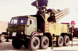 Military truck with rocket complex Pantsir-S1