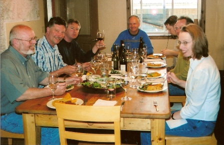The Oyster People with Jerry Owen at the head of table and David O'Reilly to his left.