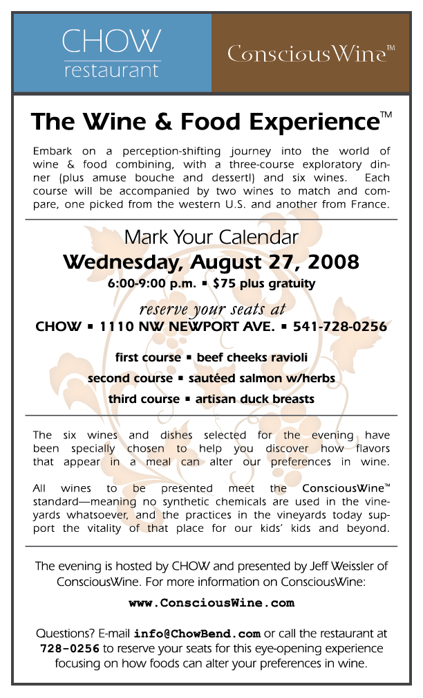 Wine dinner at Chow!