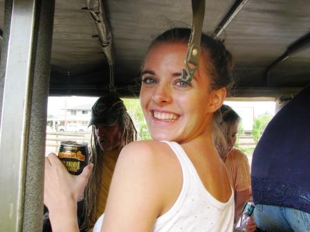 Meagan after her tubing adventure