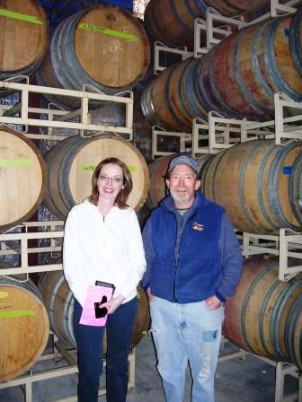 Carolyn in the barrel room with Bob