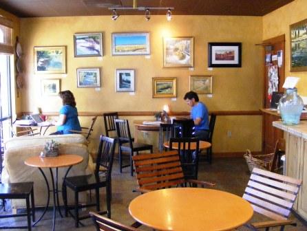 Patrons enjoying morning coffee and internet.